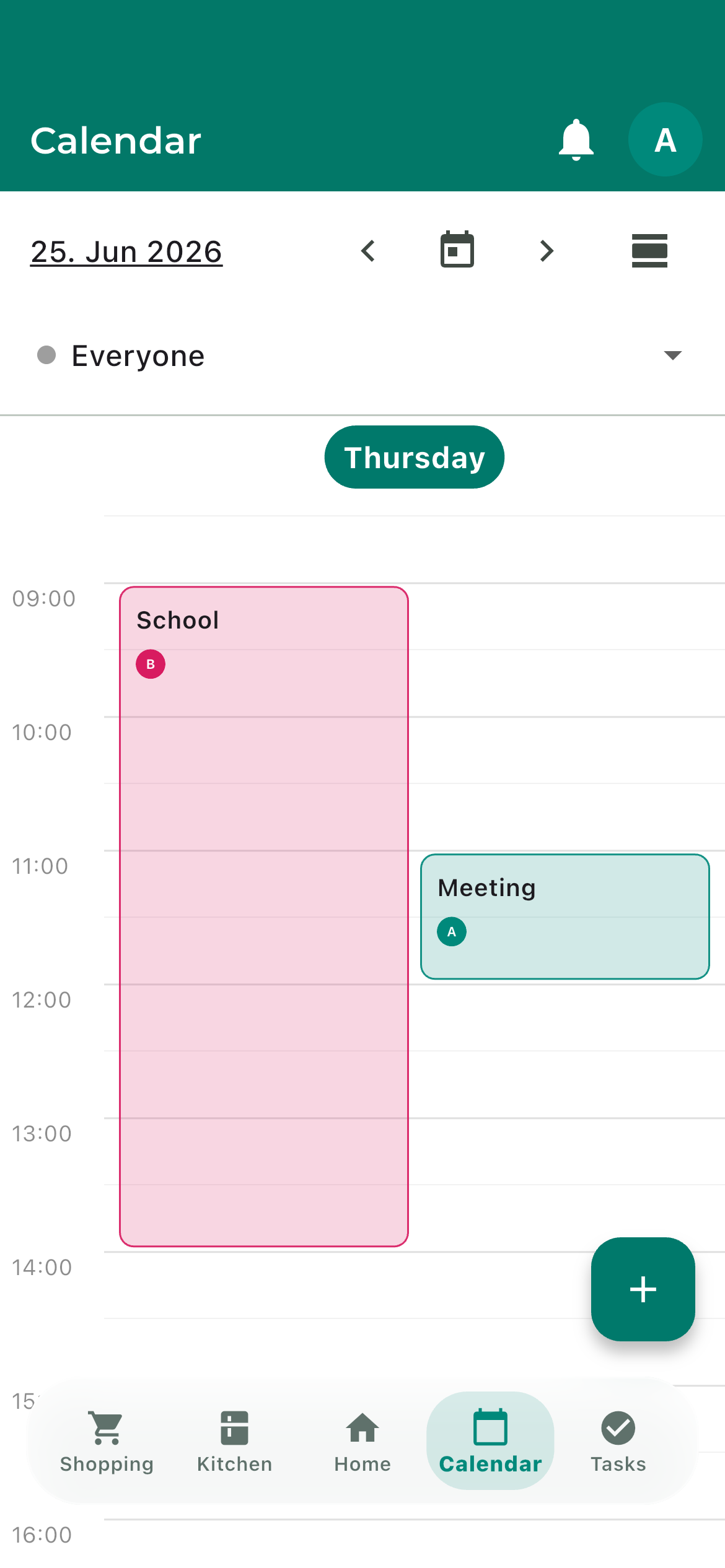 FamVio calendar screen